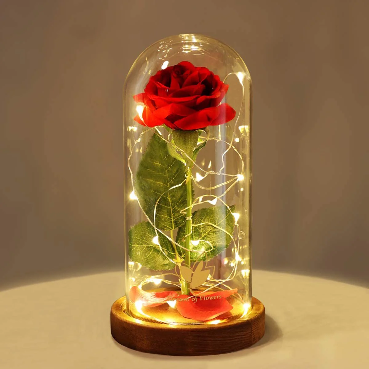 Rosa Eterna con Luz LED en Cúpula de Cristal