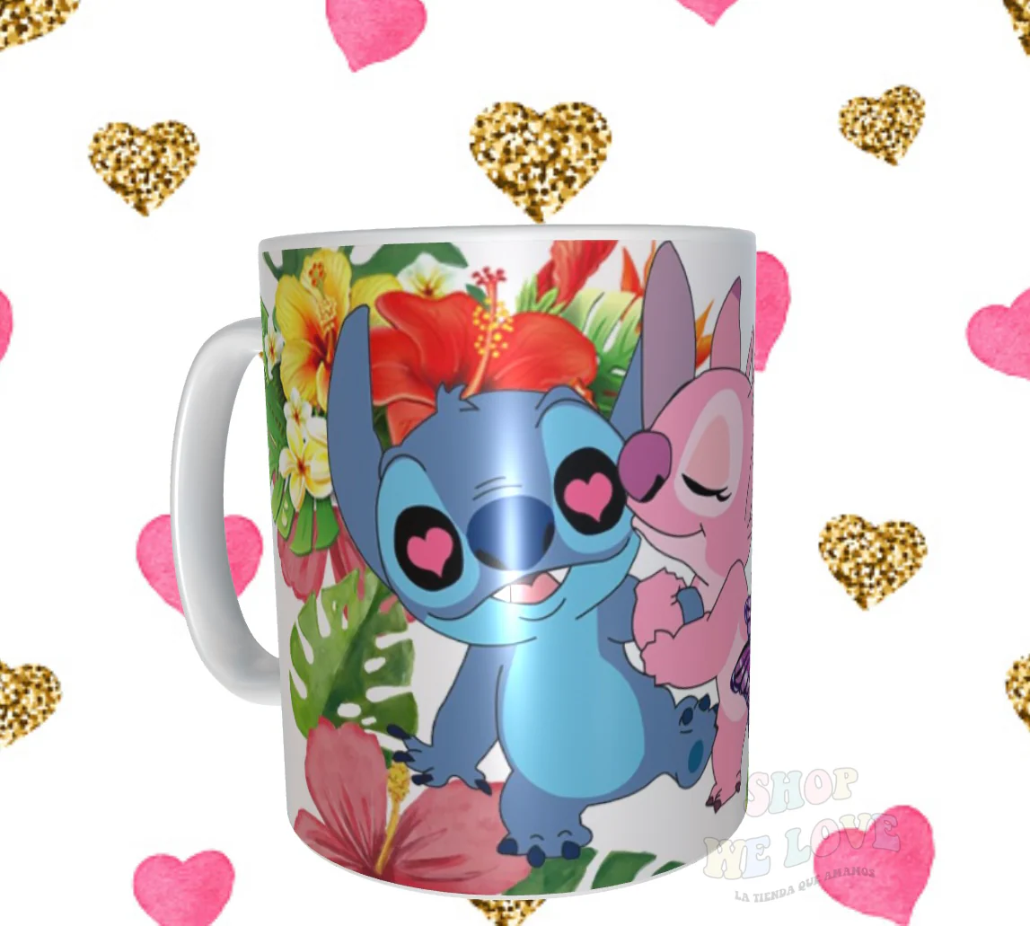 Taza Angel y Stitch