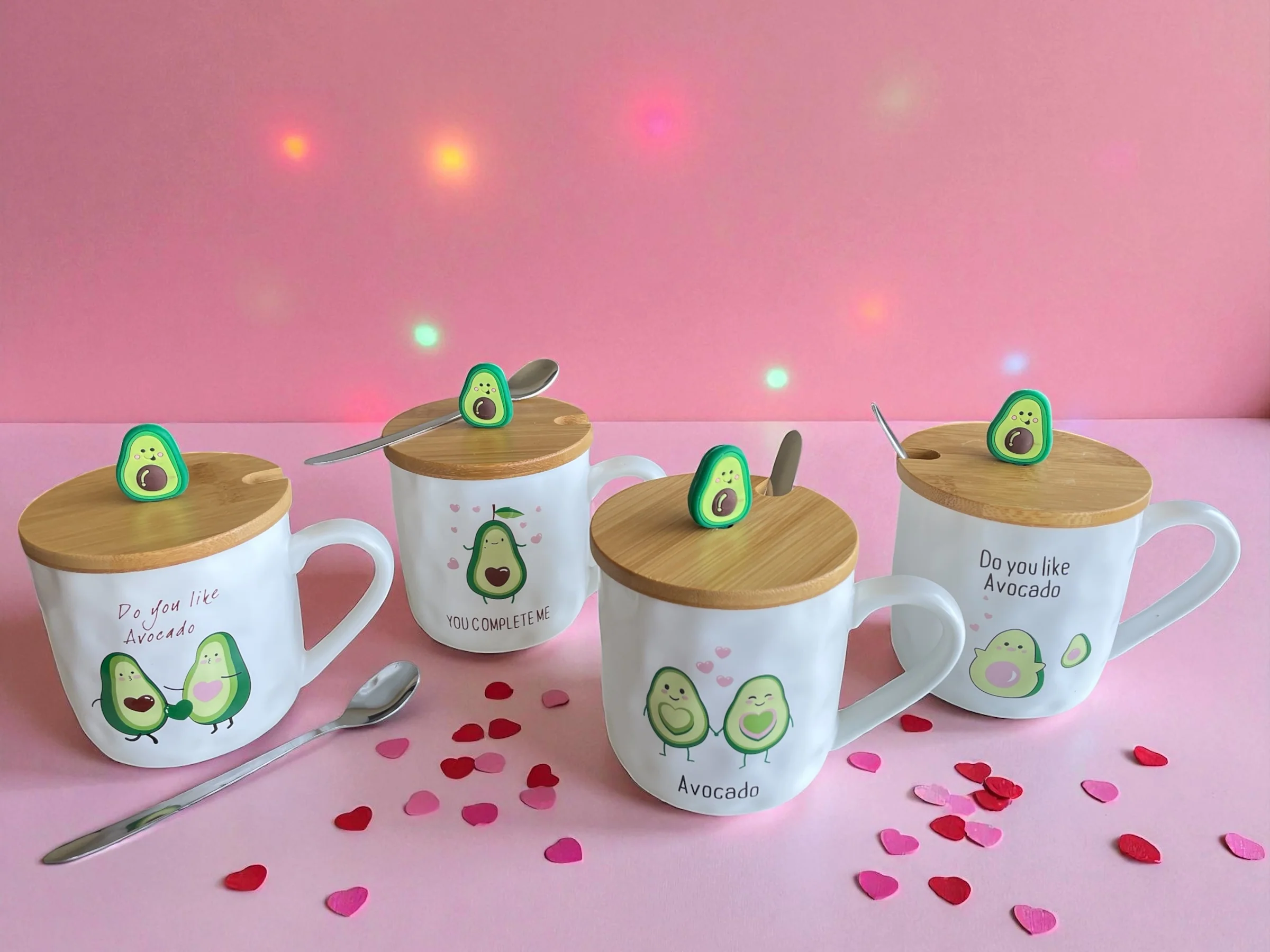 Taza de Cerámica “Avocado Love” con tapa y cuchara – Edición Corazones - Image 5