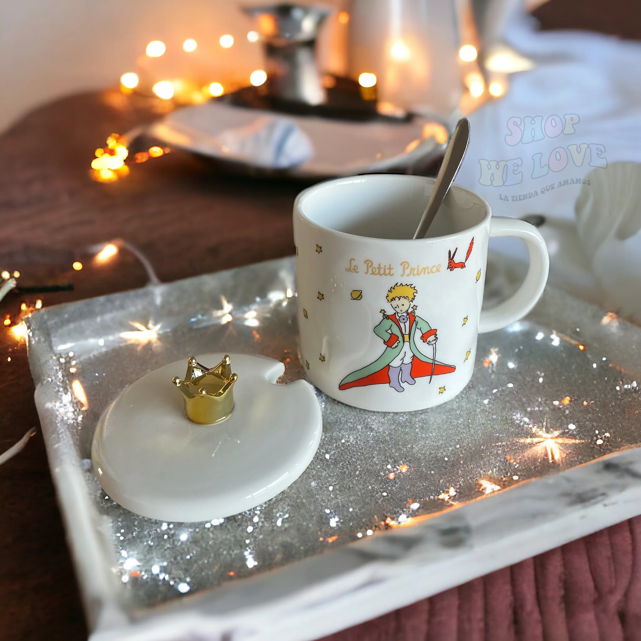 ✨ Taza Le Petit Prince – El principito Premium con Tapa de Corona Dorada ✨ - Image 5