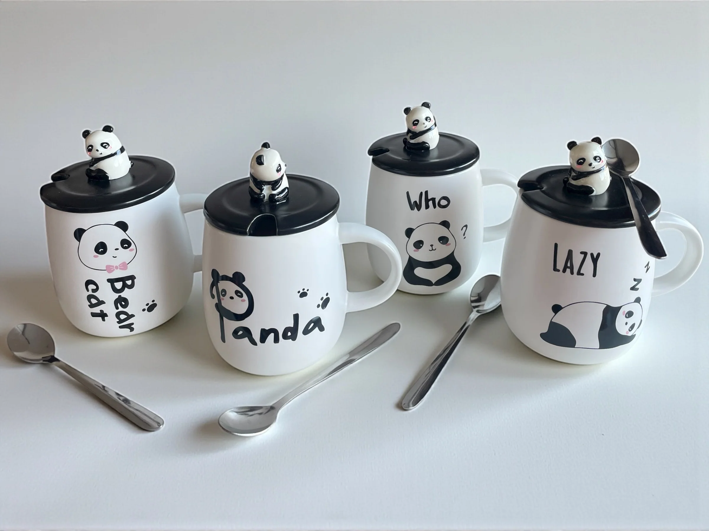 Taza Panda con Tapa y Cuchara | Cerámica Premium con Muñeco 3D - Image 5