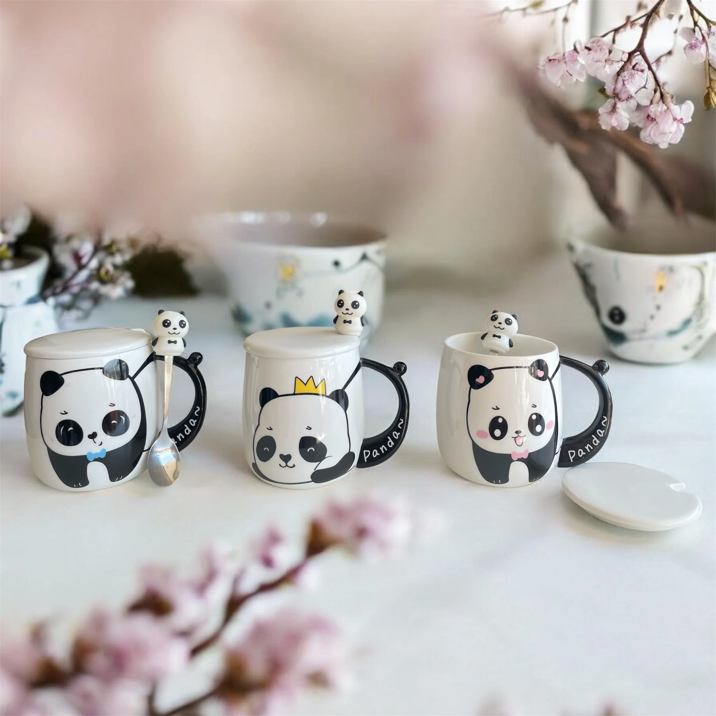Taza Panda Kawaii con Tapa y Cucharita – Edición Coleccionable - Image 4
