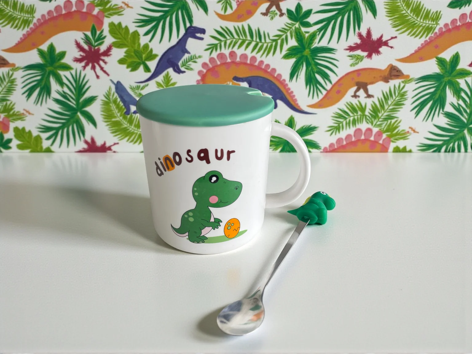 Taza Dinosaurio con Cuchara y Tapa - Image 5