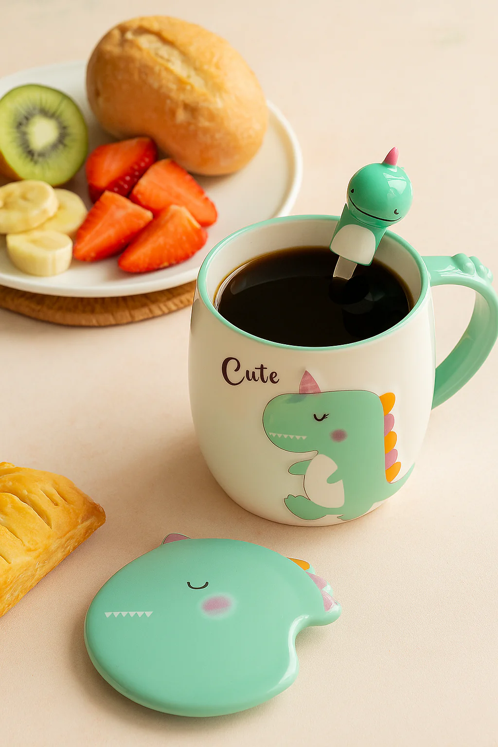🦖 Taza Dinosaurio con Cuchara y Tapa – Modelos “Quiet”, “Smart” y “Cute” - Image 2