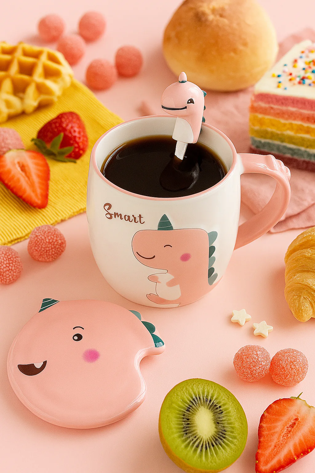 🦖 Taza Dinosaurio con Cuchara y Tapa – Modelos “Quiet”, “Smart” y “Cute” - Image 3