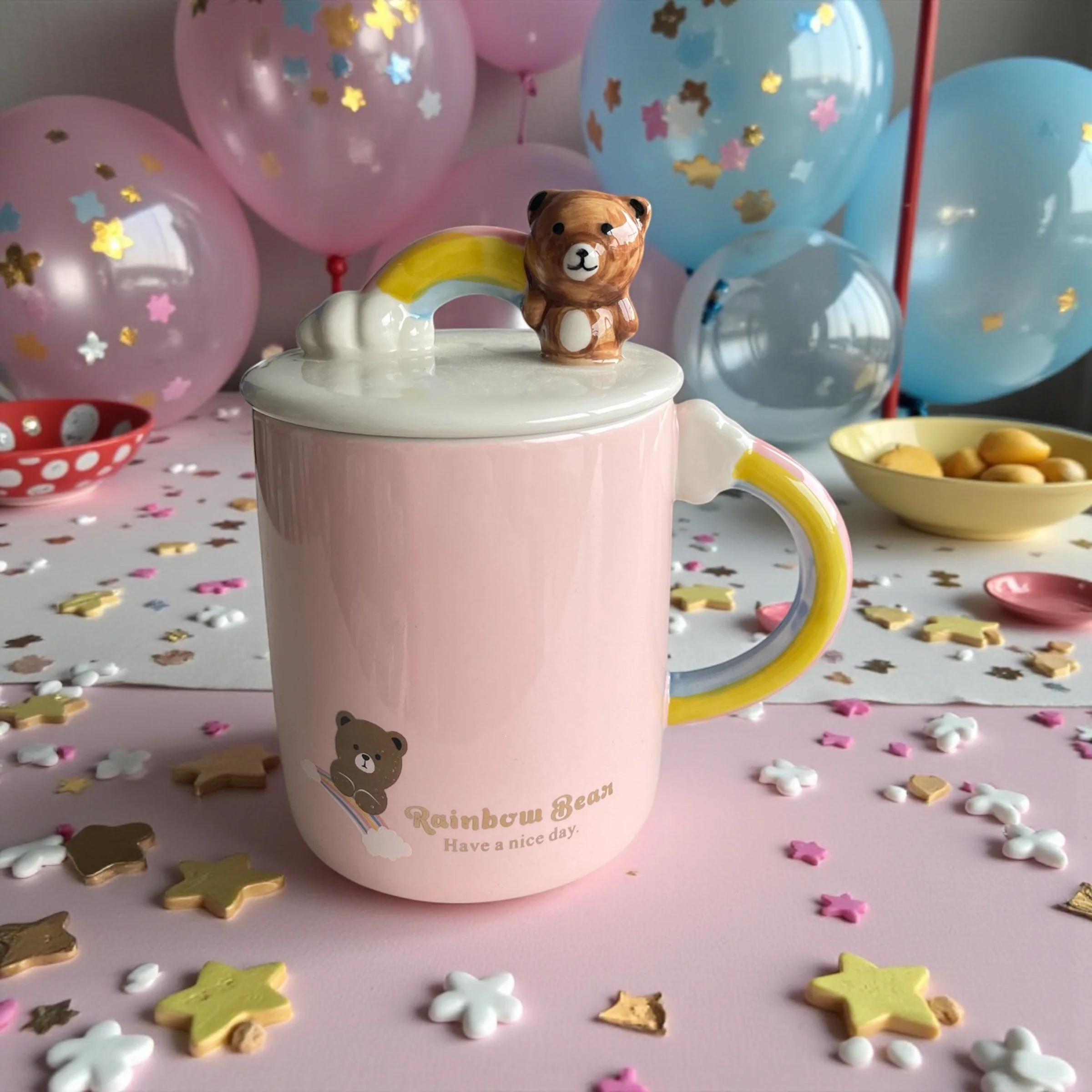 Taza Rainbow osito 🌈 – Edición Encantada con Tapa y Asa de Arcoíris - Image 4