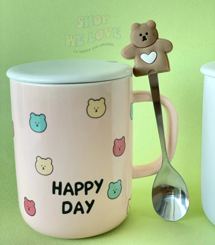 Taza Osito Pastel con Tapa y Cucharita – Bear Lovers Collection - Image 9
